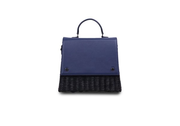 Secondhand 90% New Laila Wicker Hand Bag (Navy)