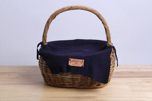 Secondhand 90% New Paniers Nem - Rattan Wicker Basket With A Lamb Leather Cover (Black)